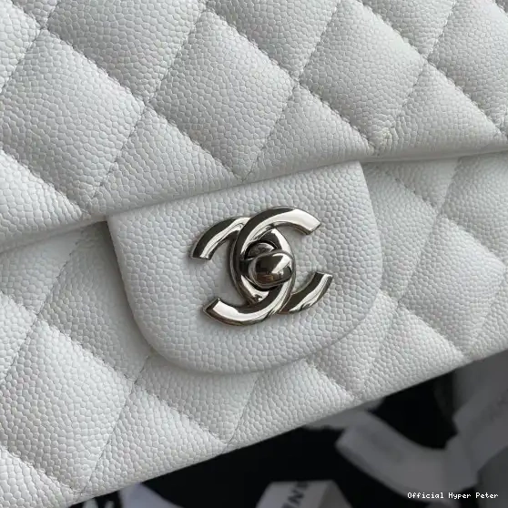 Hyper Peter A01112 White Bag Large Calfskin Flap 2.55 CHANEL Leather 0624